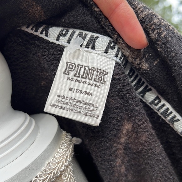 Custom Bleach Dyed Victoria’s Secret PINK Pullover 1/4 Sweater Women M Big Logo - Picture 4 of 10